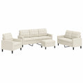 Elegantes 4-tlg. Sofagarnitur Set in Creme Samt mit Metallrahmen, inkl. 3-Sitzer, 2-Sitzer, Sessel und Hocker – Platzsparendes, modernes Design für komfortables Wohnen