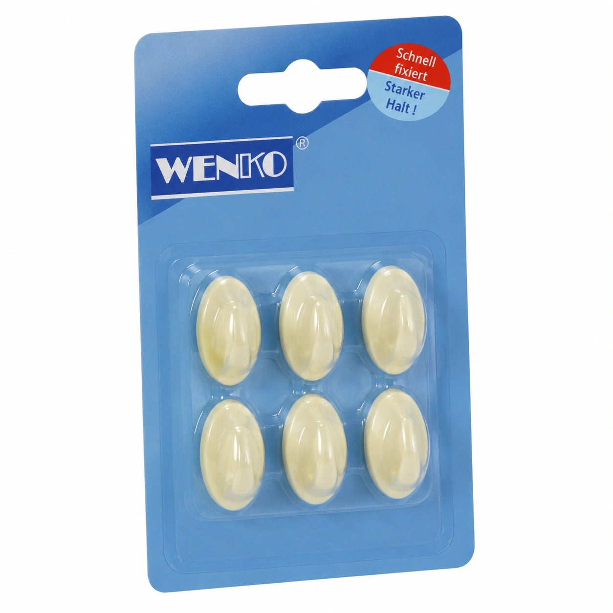 Wenko Wandhaken Set, Kunststoff, 6 Stück, Beige, 1.5 x 2.5 cm
