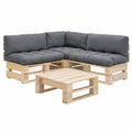Gartensofa Set aus Holz mit Kissen, 4-teilig, Grau, für Innen- und Außenbereich