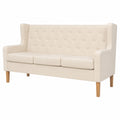 Modernes 3-Sitzer Sofa, Cremeweiß, 180x68x90 cm, Massivholz & Polyester, Belastbar bis 110 kg/Platz