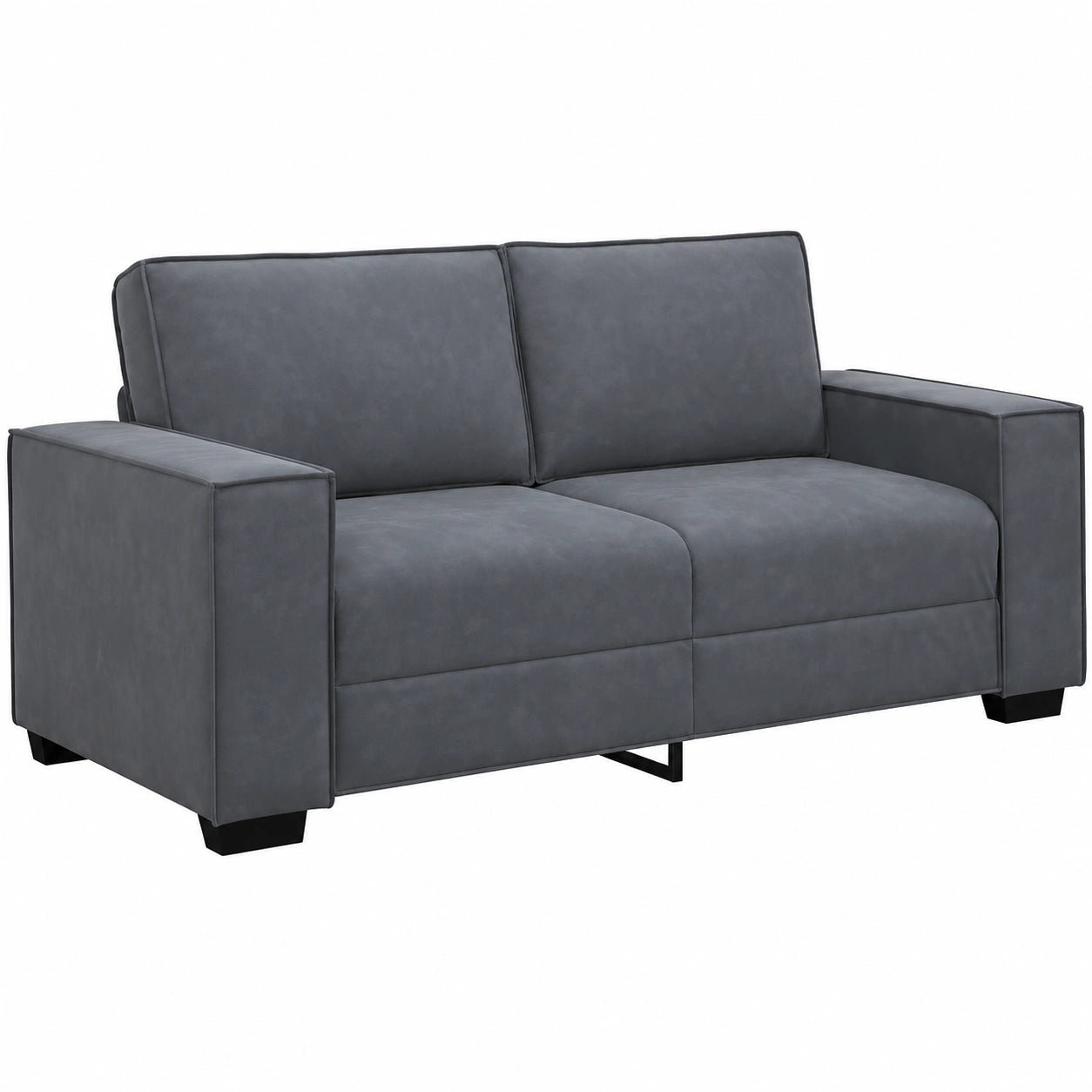 Elegantes 2-Sitzer-Sofa aus dunkelgrauem Samt mit stabiler Struktur, ideal für Wohnzimmer oder Büro