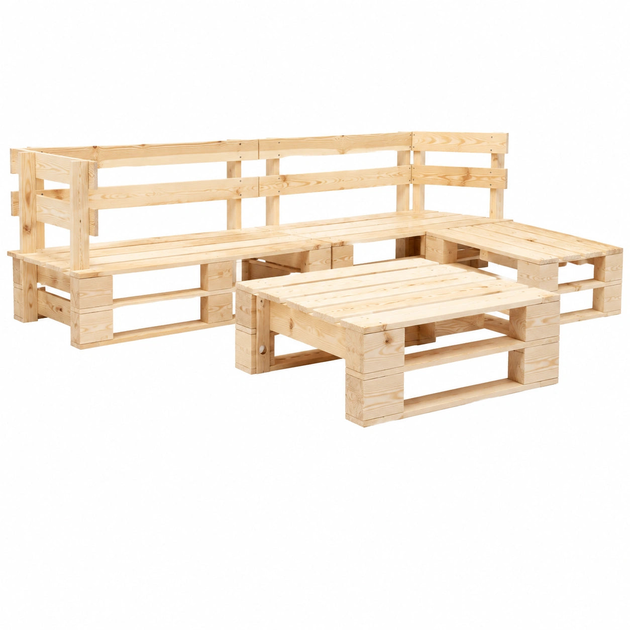 Garten Ecksofa Set aus Holz, 4-teilig, Palettensofa für drinnen und draußen