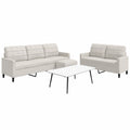 Elegante Sofagarnitur in Creme-Samt mit 2- und 3-Sitzer, inklusive Fußhocker, Vielseitiges Wohnzimmermöbel für Komfort und Stil