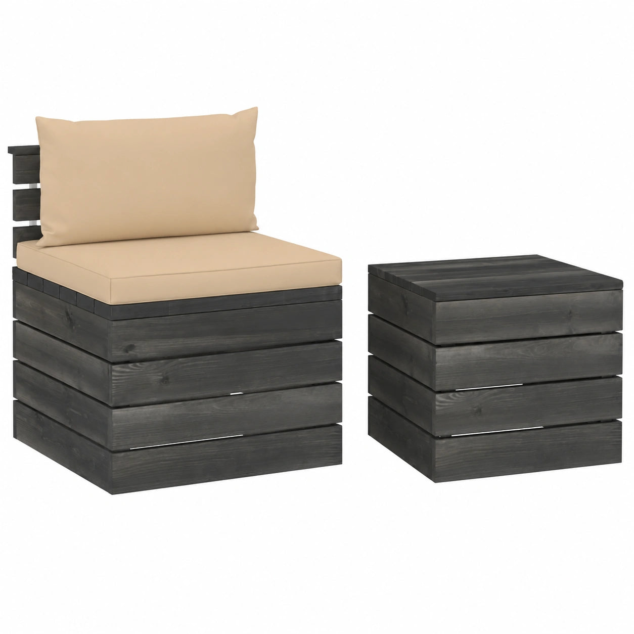 Modulares Palettensofa-Set aus Kiefernholz mit Kissen für den Garten
