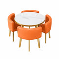 Modernes Marmor-Essset für 4 Personen – Eleganter Tisch mit Stühlen, Schwarz-Weiß Design, Platzsparend