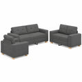 Modernes 3-teiliges Sofa-Set aus Leinenmischgewebe in Dunkelgrau