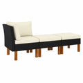 3-tlg. Garten-Lounge-Set aus massivem Eukalyptusholz mit Ecksofa und Fußhocker
