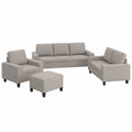 Moderne Sofagarnitur in Taupe: Komfortabler 4-teiliger Set mit Sessel, 2- und 3-Sitzer sowie Hocker für Wohnzimmer und Büro