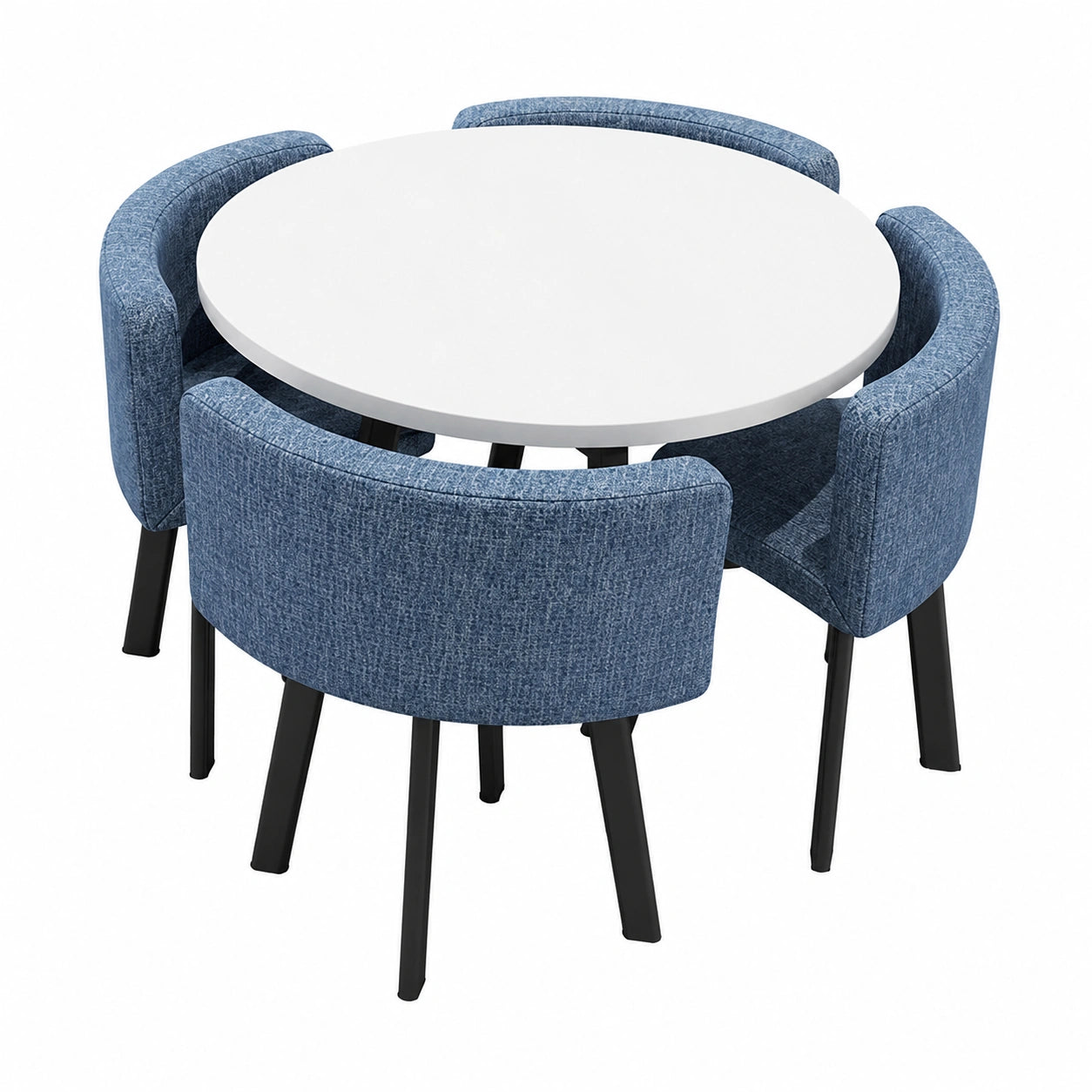 Retro Marmor-Esstischset für 4 Personen mit klappbaren Stühlen, modernes Wohnzimmer- und Büromöbel