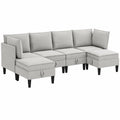 Modulares Ecksofa-Set, 6-teilig, hellgrau, inklusive Hocker, ergonomisches Design, modernes Wohnzimmermöbel