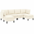 Modernes Ecksofa 6-teilig mit Ottomane, pflegeleicht aus 100% Polyester und Sperrholzrahmen, ideal für kleine Wohnzimmer