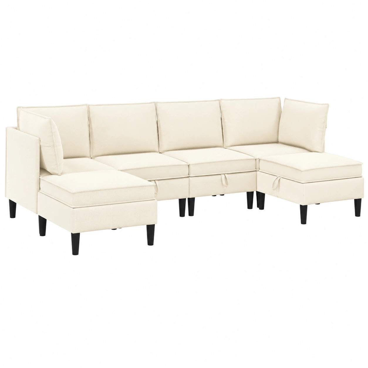 Modernes Ecksofa 6-teilig mit Ottomane, pflegeleicht aus 100% Polyester und Sperrholzrahmen, ideal für kleine Wohnzimmer