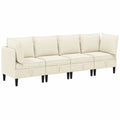 Moderne Ecksofa-Garnitur mit Schlaffunktion für Wohnzimmer und Büro, Creme-Braun, 4-teilig