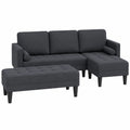 Modulares Ecksofa 5-Sitzer Dunkelgrau, Vielseitiges Wohnzimmermöbel aus Holzwerkstoff