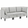 Modernes Ecksofa-Set aus Stoff, hellgrau, mit Stauraum und Sperrholzrahmen, robust und langlebig, 3-teiliges Wohnzimmermöbel, ideal für kleine Räume, Schlaf- und Loungesofa