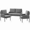 Moderne 3-teilige Sofagarnitur in Dunkelgrau mit Polyesterbezug, platzsparend und stilvoll