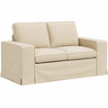 Modernes cremefarbenes Sofa mit stabilem Metallrahmen, komfortablen Polstern und modularem Design, platzsparend für vielseitige Wohnraumgestaltung
