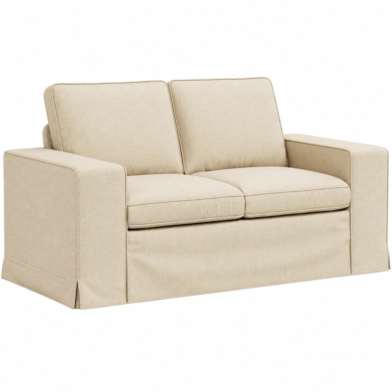 Modernes cremefarbenes Sofa mit stabilem Metallrahmen, komfortablen Polstern und modularem Design, platzsparend für vielseitige Wohnraumgestaltung
