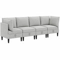 Modulares Ecksofa-Set, 4-teilig, hellgrau, modernes Design, robuste Stoffpolsterung, platzsparend für kleine Wohnzimmer