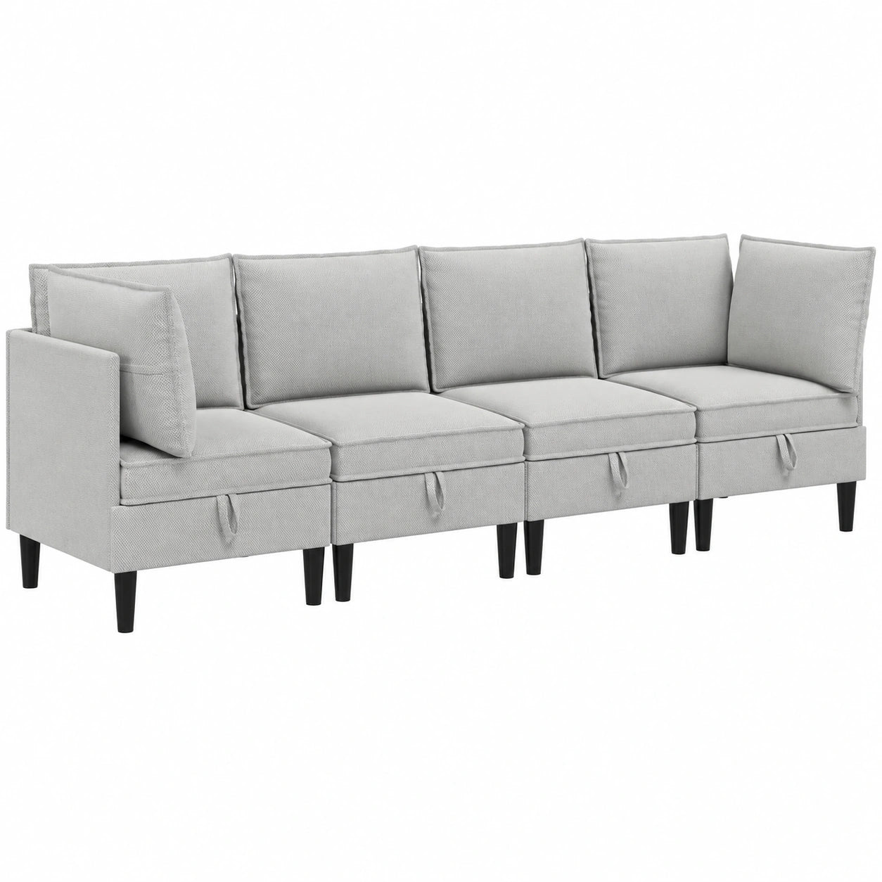 Modulares Ecksofa-Set, 4-teilig, hellgrau, modernes Design, robuste Stoffpolsterung, platzsparend für kleine Wohnzimmer