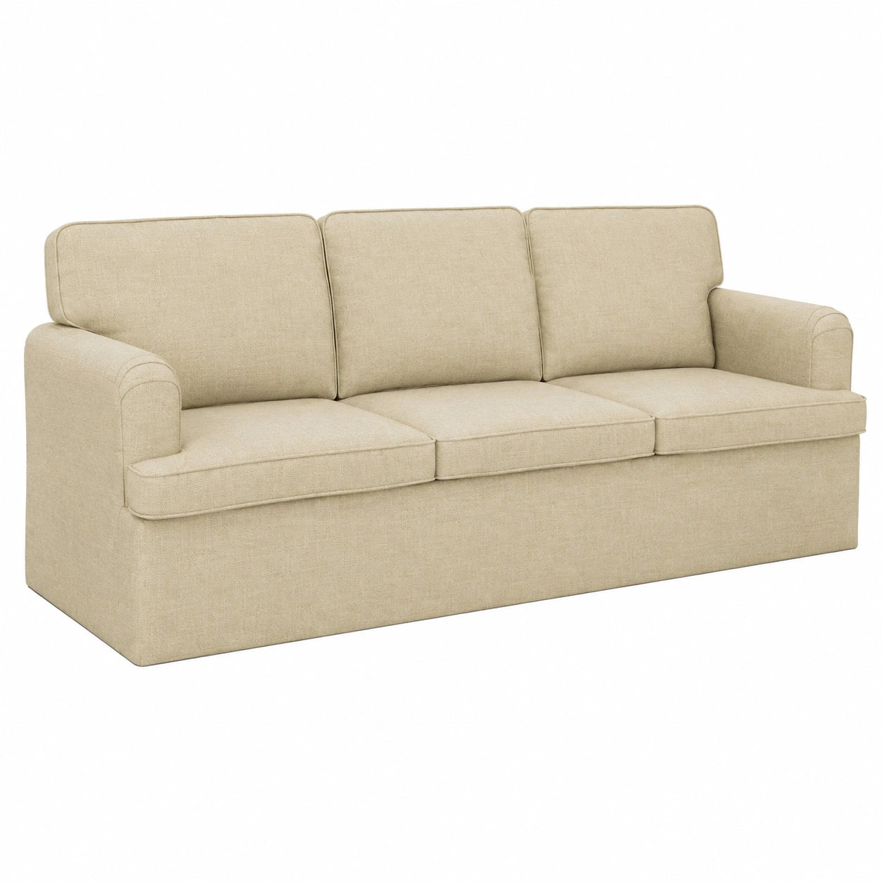 2-teilige Sofagarnitur Creme Stoff mit Metallrahmen, modernes Design